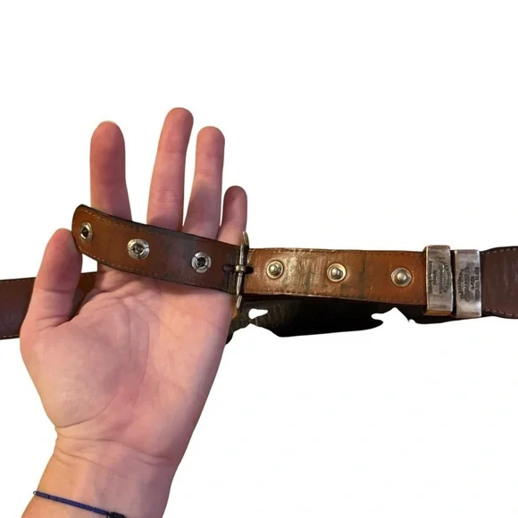 Alexander’s Belt 1995 925 Sterling Silver 1” Black/Brown Reversible Leather 46